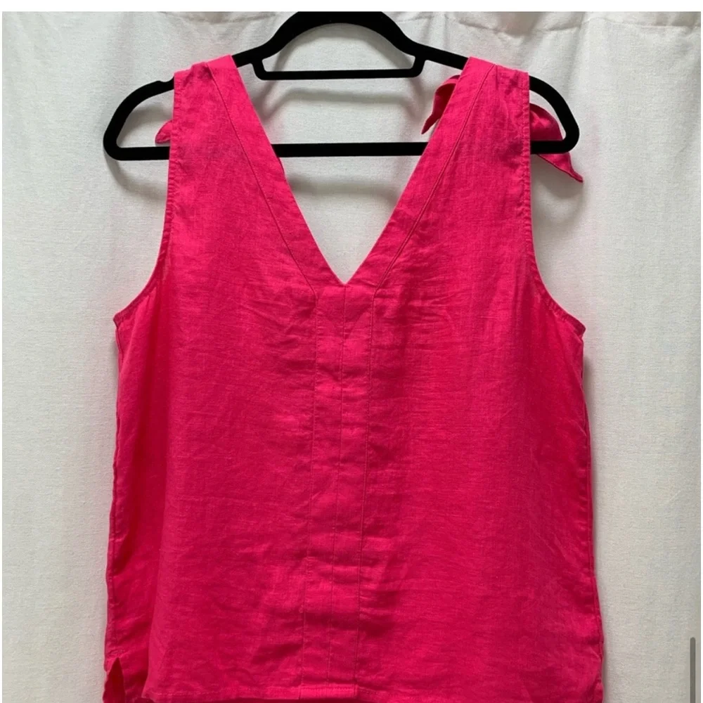 JCrew linen bow tank in bright pink - Picture 5 of 7